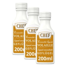 CHEF Liquid Concentrate Poultry, Taste Boost for Savoury Meat Dishes, 100% Natural Flavour, Pack of 3 (3 x 200 ml)