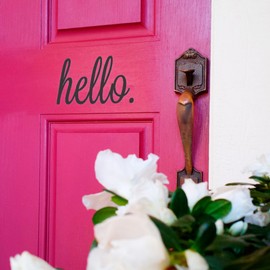 Black Hello Front Door Vinyl Decal Cursive Handwriting Wall Art Décor Sticker Lettering Removable