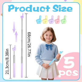 HUSHRICH 5Pcs Teacher Pointer Stick, Telescopic Pointer Finger Extendable Hand Finger Pointer for Elementary School Kindergarten Teacher Supplies Teacher's Day Gift, Extends to 27 In (Singer Finger)