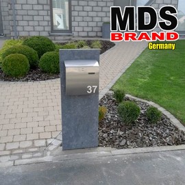 MDS Brand Number Stickers, 5 cm Design, Self-Adhesive Numbers, Vinyl House Numbers for Sticking on for Mailbox, Wheelie Bins, House Number for Outdoor and Indoor Use (White, 1)