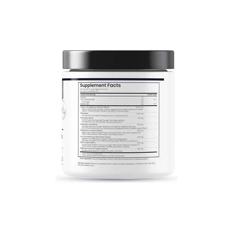 Nature's Pure Blend Super Greens Polvo Orgánico Sabor Matcha