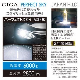 Carmate GHB260N HID Genuine Replacement GIGA Perfect Sky D2R D2S Burner 6000K 2,800 lm Vehicle Inspection Compatible