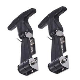 Baluue Catch Flexible T-Handle Hasp Elastic Stainless Steel Rubber Hood T-Handle Draw Latches T-Handle Hasp with Brackets for Tool Box, 2pcs