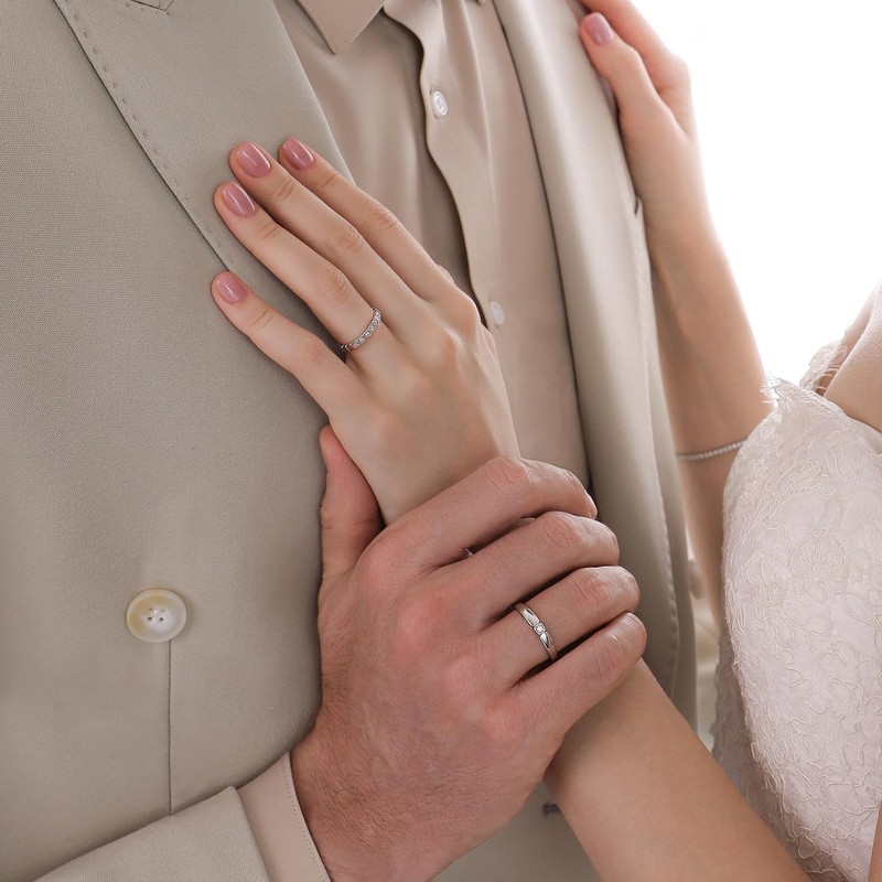 Meissa Wedding Bands for Him and Her Sterling Silver Eternity