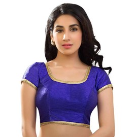 GLOBON IMPEX - Blusa de seda tradicional con estampado digital con mangas, Azul-1, XL