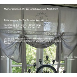 LillaBelle Raff Lara Curtain White 160 x 120 cm Lace Valance Embroidered Vintage Country House Shabby