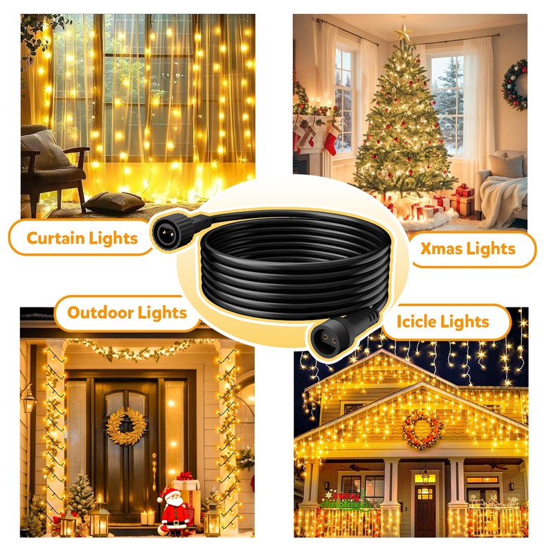 cshare Extension Cords for String Lights Inflatable Decorations, 2 Pin