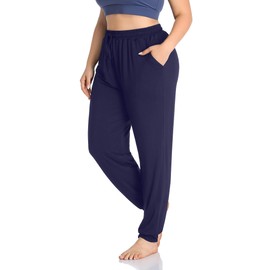 ZERDOCEAN Women's Plus Size Casual Lounge Yoga Pants Comfy Relaxed Joggers Pants Drawstring with Pockets Navy 2X