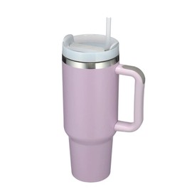 FAMKX 40oz Insulated Travel Mug Tumbler With Handle and Straw,Stainless Steel Double Wall Vacuum Cup Keep Drink Cold and Hot (Light Purple#)