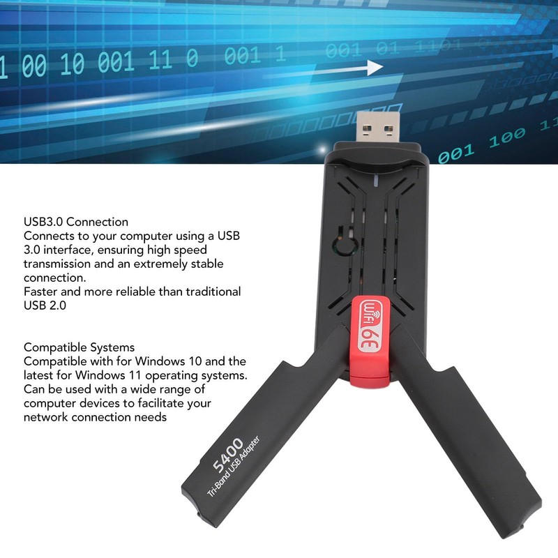 Tri Band 6E USB Adapter, Mini USB Adapter with High