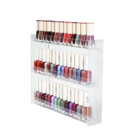 MJLDPOY Transparent Nail Polish Organizer - 3-Tier Acrylic Nail Polish Rack, Wall-Mounted Sunglass Organizer, Essential Oils Storage Shelf (3 Tiers)