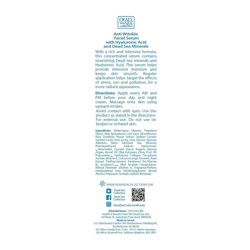 Dead Sea Collection Serum for Face with 3X Collagen, Dead