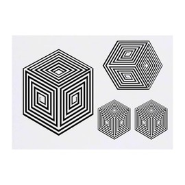 Azeeda 4 x 'Illusionswürfel' Temporäre Tattoos - Wasserfest, Hautfreundlich & Ungiftig · Transfers in Verschiedenen Größen (TO00076290)