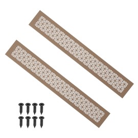 PATIKIL 20 x 3 Inch Door Air Vent Cover, 2 Pcs Heavy Duty Aluminum Grille Ventilation Cover Louvered with Mounting Screws for Cabinet Wardrobe Door, Brown