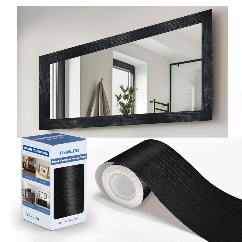 TIANLDD 27 FT Wood Grain Wallpaper Border, Removable Waterproof Mirror