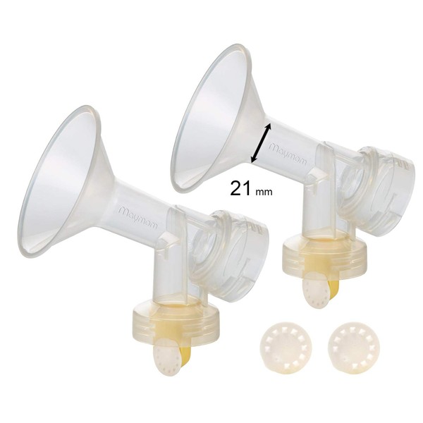 21 mm 2xOne-Piece Small Breastshield w/ Valve and Membrane for Medela Breast Pumps; Replacement to Medela PersonalFit 21 Breastshield and Personal Fit Connector; Made by Maymom by Maymom