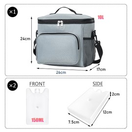 DAVBNM Soft Cooler Bag, 10L Large Cool Bag, with Ice Box, Thermal Food Delivery Bag, Insulated Picnic Lunch Bag, Reusable Insulation Shopping Bags, for Lunch Picnic Camping BBQ Beach Outdoor