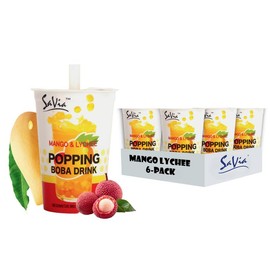 Savia Popping Boba  Trendy Bursting Fruit Pearls, 6 Pack (16.2 fl oz Each)  Perfect for Bubble Tea, Desserts & Drinks  Ready-to-Serve, Fun & Refreshing - flavor: Strawberry Passionfruit