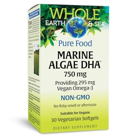 Natural Factors - Pure Food Marine DHA 300 mg Vegano Omega-3, Whole Earth& Sea®, 30 cápsulas blandas veganas