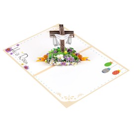 Yuto Easter Pop Up Card, CROSS 3D Greeting Cards Bunny Card with Envelopes, Pop Up Greeting Cards (He is Risen)