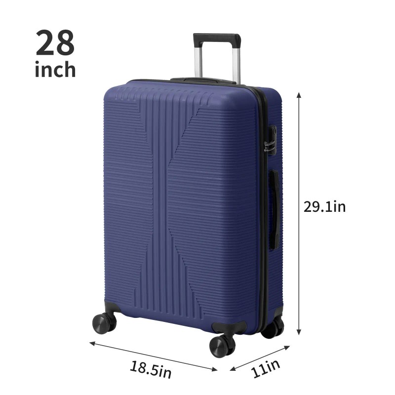 Non-TSA Customs Lock 3-in-1 Navy Blue PP Trolley Case 20in