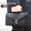 CHRISTINA AGE AN-286 Men's 2nd Bag, Cowhide Leather, Crocodile, Embossed