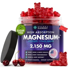 Magnesium Gummies 3in1 - Glycinate, Citrat, Malate 2150 MG High Absorption Supplement, Sugar-Free, Vegan, Chews for Men & Women, Inspired by Wellness 