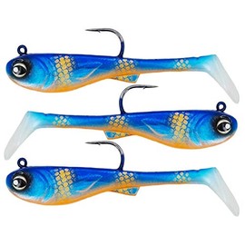 FISHN® GRUMPYbaby Rubber Fish Set, Weight: 13 g, Length: 11 cm, Extreme Swimming Action, Fishing Lure for Pike Fishing, Softbait, Swimbait, High Catching Power, Pike (Pack of 3) (GRUMPYbaby Blue)