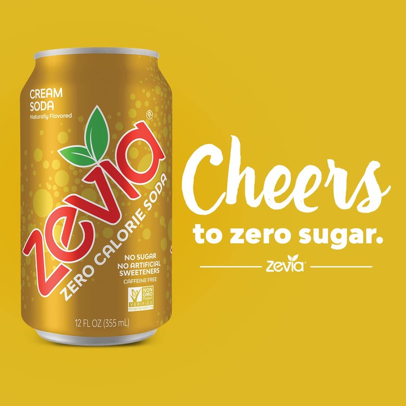 Zevia Zero Calorie Soda, Cream Soda, 12 Fl Oz Cans