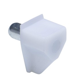 5mm Bracket Style Cabinet Shelf Support Pegs - White Plastic w/Steel Pin - Bag of 25