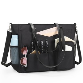 Teacher Tote Bag for Women Large Work Bag with Compartment 17 Inch Laptop Bag for Women Waterproof Professional Computer Shoulder Bags Nylon Handbag Business Office Work Briefcase