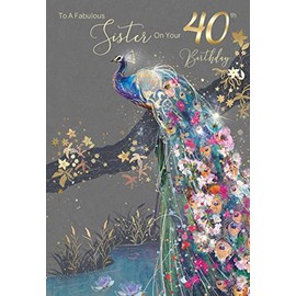 Sister 40th Birthday Card from The Grace Range by Cherry Orchard Complete with Gold Envelope and Gold Foil Detailing …