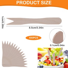 Pack of 400 Wooden Chip Picks, Disposable Wooden Forks, Birch Wood Wooden Forks, Wooden Fruit Fork, Wooden Snack Fork, Natural Wood Cutlery for Birthdays, Parties, Camping and Picnics (8.5 x 1 cm)