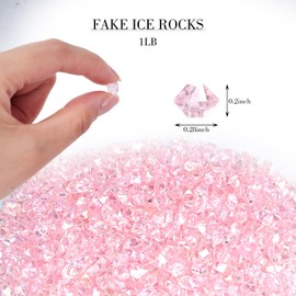 DomeStar 5,000PCS Fake Ice Rocks, Pink Iridescent Acrylic Crushed Ice Artificial Crystal Rocks Diamonds for Vase Fillers Party Decor Photo Props