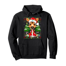 Funny Horse Christmas Lights Santa Costume Ugly Xmas Sweater Pullover Hoodie