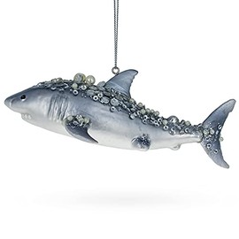 Beaded Shark Glass Christmas Ornament 6 Inches (152.4 mm)