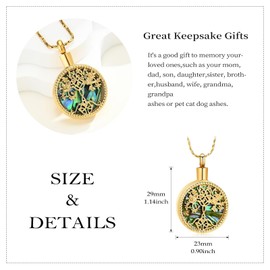 Imrsanl Tree of Life Urn Necklaces for Ashes for Women Men Tree of Life with Celtic knot Cremation Jewelry for Ashes Memory Jewelry for Human (Gold)