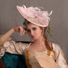 Zinniday Pink Feather Victoria Hat - Girls 2025 Derby Attire Fascinators with Hair Clip 1920s 50s Kentucky Elegant Tea Party Hat for Women Lady Girls Cocktail Ball Cosplay Party Attire Headwear