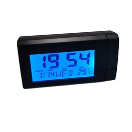 Thermometer Digitaluhr Auto Temperaturmesser Kalender Mini Monitor mit LCD-Display Zeit Temperatur Clock Display Blau