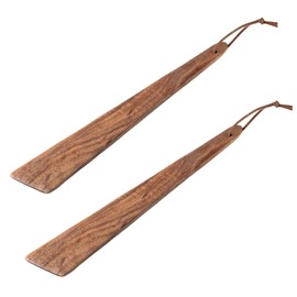 2 Pieces Teak Wooden Spatula Non-Stick Kitchen Spatula Camping Cooking Spatula with Rope Flat Wooden Turner Cooking Utensils for Mixing Turning Food Synyey(25CM/ 9.8 Inch)