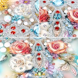 MXJSUA Diamond Painting Kits for Adults, 5D Special Shape Diamond Art Kits, Crystal Rhinestones Diamond Gem Art Painting for Home Wall Decoration 30x40 cm, Cross Flower