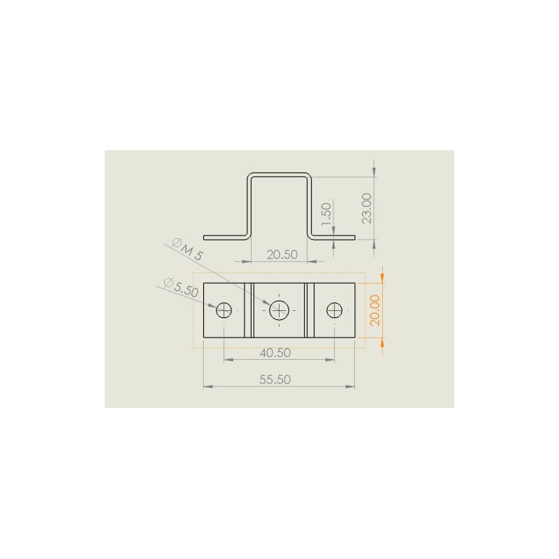 Clamp Clamp for Square Tube, Square 20 x 20 to