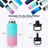 Neihepal 32 Ounce Insulated Water Bottle with Straw Lid &