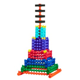 POPULAR PLAYTHINGS Jumbo Playstix Set Construction Toy Building Blocks 80 Piece Kit, Multicolor (90020)