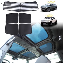 for Hummer EV Accessories Set of 4 Roof Sunshades Won't Sag and 1 Front Windshield Sunshade Compatible with 2024 2025+ Hummer EV SUV Pickup Sun Shade Heat Insulation Film UV Blocking(Style B)