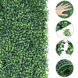 Yaheetech 12Pcs Artificial Boxwood Hedge Wall Panels Greenery Topiary Hedge Plant Privacy Hedge Screen UV Protected for Garden,Home,Fence,Backyard and Décor 20 x 20 inch Green