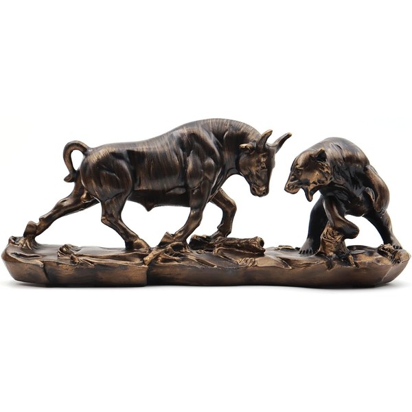 Irayin Wall Street Bull & Bear Battle Resin Statue, Abstract