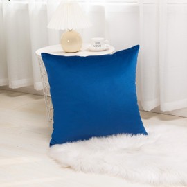 Elegant Comfort Pack of 2, Velvet Soft Solid Decorative Square Throw Pillow Covers Set Cushion Case for Sofa Bedroom Car, 20 x 20, Royal Blue