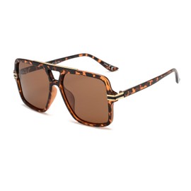 OUWEN Square Vintage Oversized Sunglasses, 70s Designer Trendy Mens Womens Brown Tortoise/Brown OW2237C