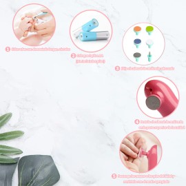 6 En 1 Kit Lima De Uas Elctrica Porttil Para Beb Con Luz                                                                                              